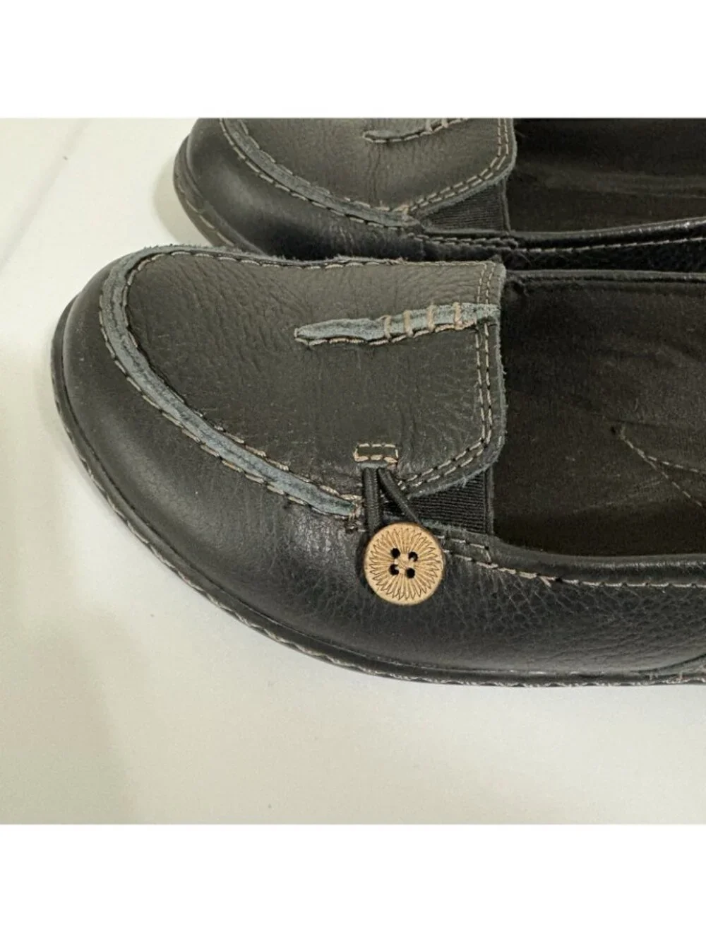 Clarks Black Button Accent Slip On Loafers